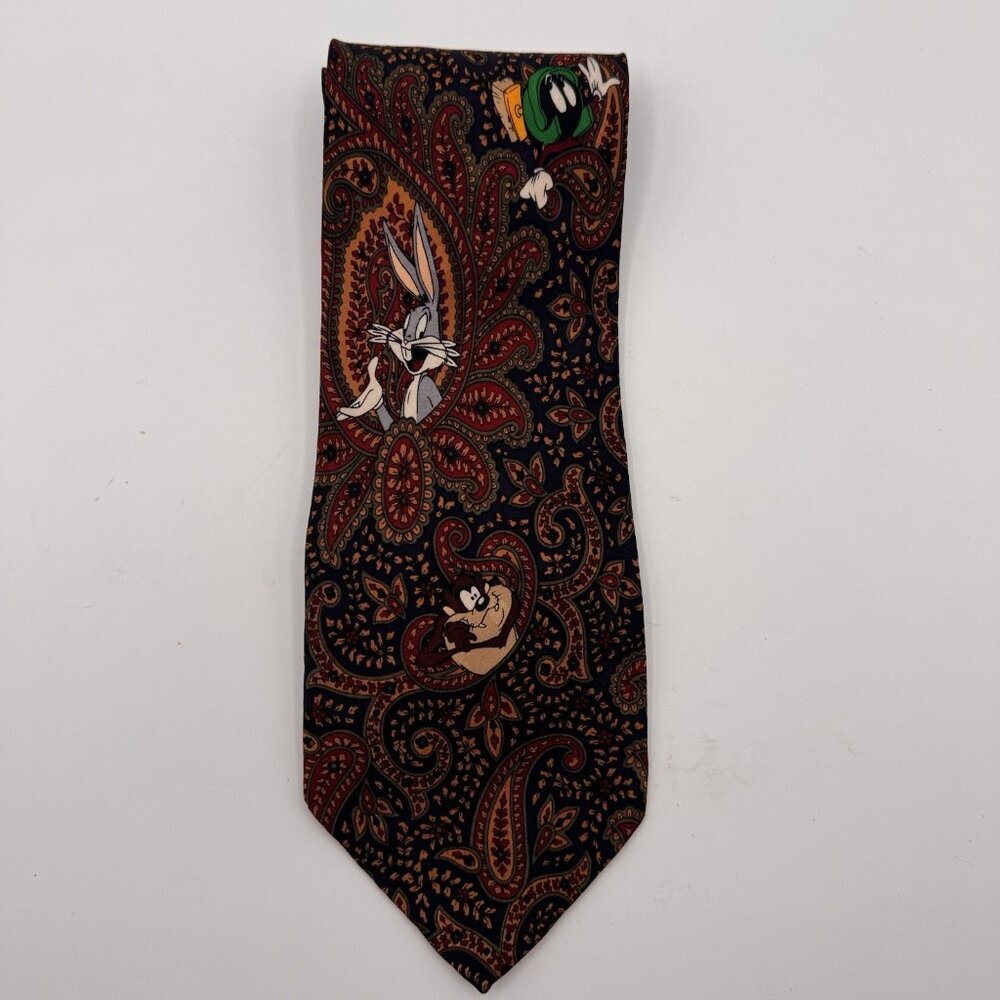 Vintage Tie 1994 Looney Tunes Mania Paisley Coyote Martian Bunny Taz